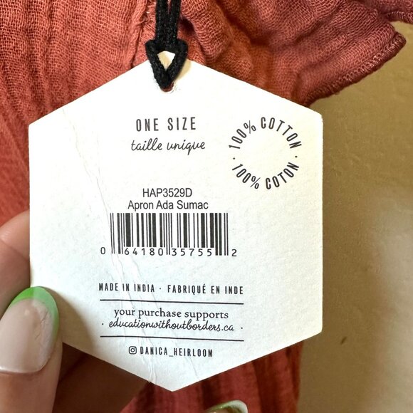 NWT Rust Orange Cotton Apron Dress • Danica Heirloom • Ruffle Strap Pinafore • - Picture 7 of 9